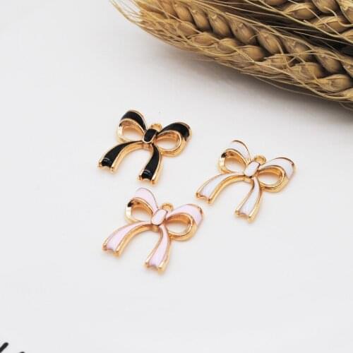 10pcs/lot 18*19mm Alloy Metal Bow Tie Enamel Charms Drop Oil Pendant for DIY Handmade Earring Necklace Bracelet Jewelry Handmade