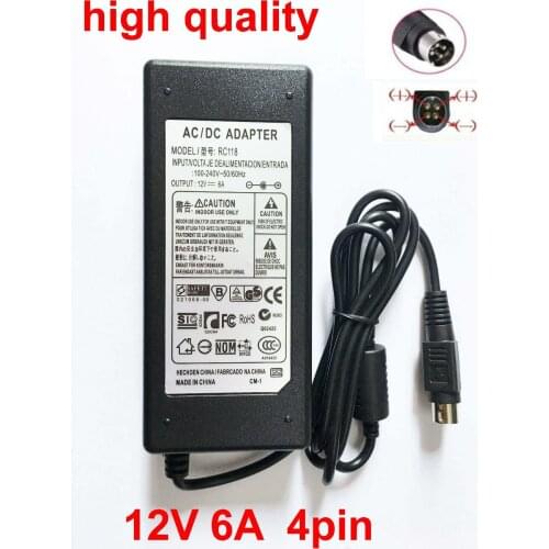 100PCS 12V6A High quality 12V 6A IC solutions AC /DC Converter Adapter Power Supply for LCD monitor Flat Panel TV 4Pin