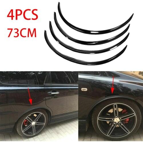 4X 73CM Universal Car Truck Body Kit trim Fender Flare Rubber Wheel Eyebrow anti-scratch Strip Lip Stickers Glossy Black