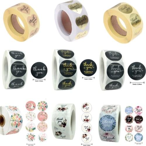 500Pcs Heart THANK YOU Kawaii Stationery DIY Cake Biscuit Baking Sealing Labels Gift Box Stickers Adhesive Sticker Scrapbooking
