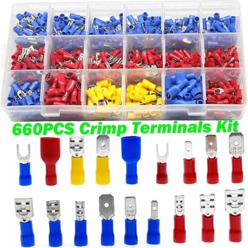 660PCS AWG Male & Female Spade Ring Crimp Butt Splice Terminals Electrical Cable Wire Connectors Assortment Kit Waterproof