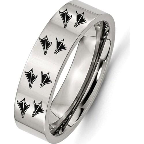 8mm / 6mm DropShipping Engraved Duck Feet Decal High polish Titanium Steel Rings for Men Women Wedding Anniversary Jewelry