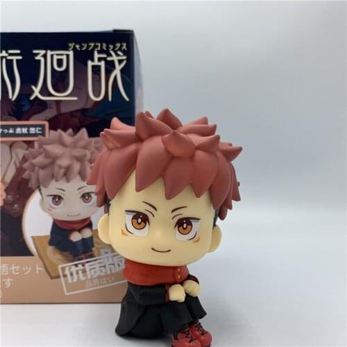 9cm Anime Jujutsu Kaisen Hand-Sitting Mini Cute Yuji Sitting Ver. PVC Action Figure Yuji Fushiguro Collect Desk Model Toy Gift