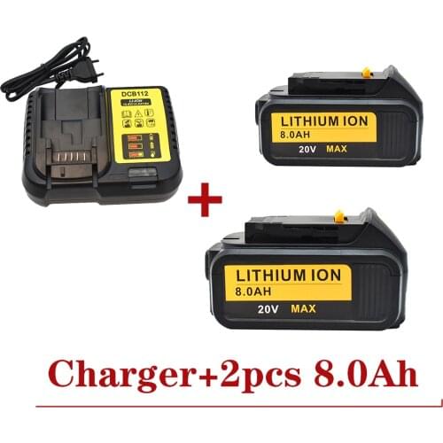 NEWEWT 20V 8000mAh for Dewalt Power Tool Battery for Dewalt DCB180 DCB181 DCB182 DCB201 DCB201-2 DCB204-2+ 3A Charger