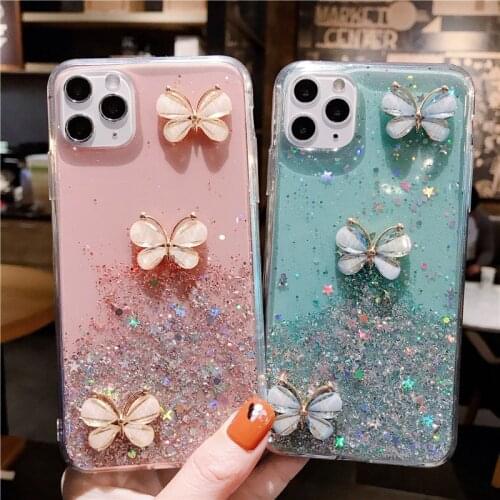 Shining Phone Case for IPhone 12 11 Pro XS Max Mini Glitter Star Butterfly Cover for IPhone XR X 7 8 9 6 6S Plus SE2 Funda Coque