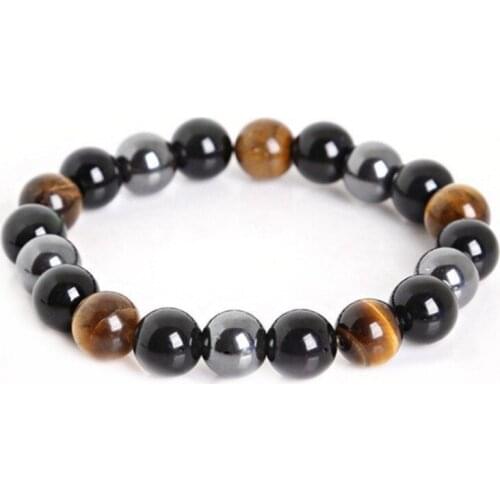 Natural Black Obsidian Hematite Tiger Eye Beads Bracelet Men for Magnetic Health Protection Women Yoga Jewelry Pulsera Hombre