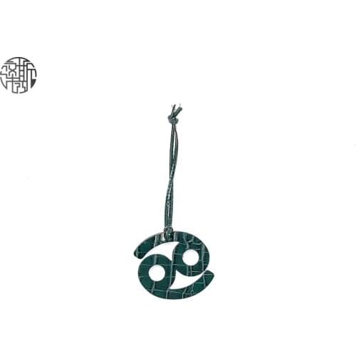 Zenos Customize Crocodile Pattern Leather Charm Key Chain Constellation Bag Accessories Fashion Charm