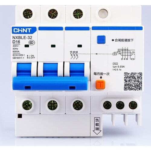 CHINT AC230/400V NXBLE-32 3P residual current device D 6 10 16 20 25 32A Electromagnetic release type D disconnector