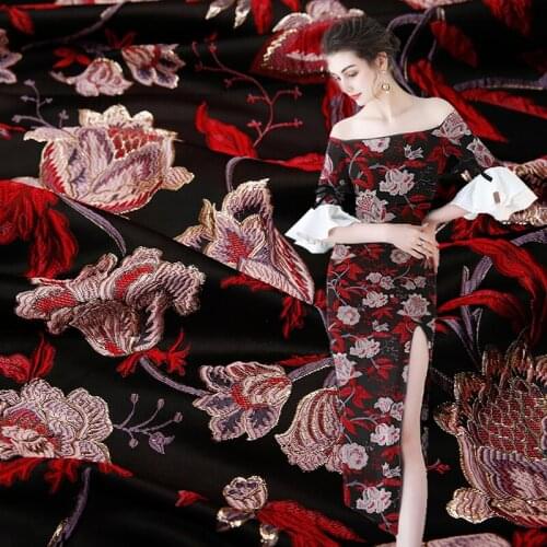 Flower jacquard dress fabrics clothing fabric DIY clothing sewing materials decorative cloth