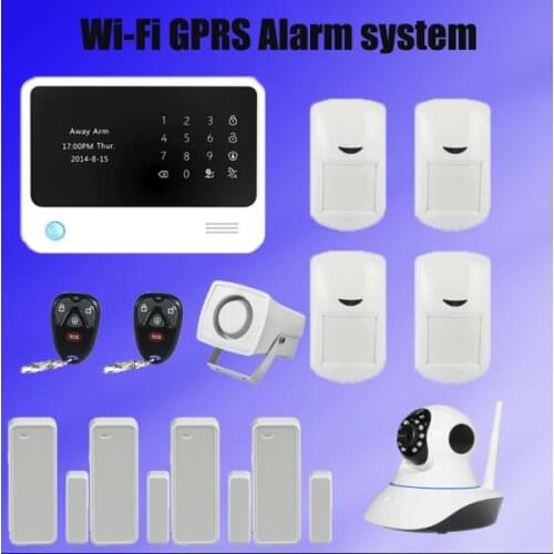 433mhz Two way intercom smart homealarm system app control G90B plus Wifi GSM alarmesystems+surveillance IP camera+mini siren