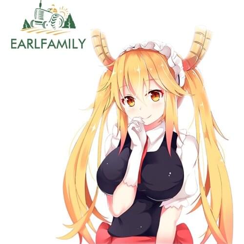 EARLFAMILY 13cm x 10.4cm for Kobayashi san Chi no Maid Dragon Anime Car Sticker Scratch-Proof Sunscreen Decal Laptop Decoration