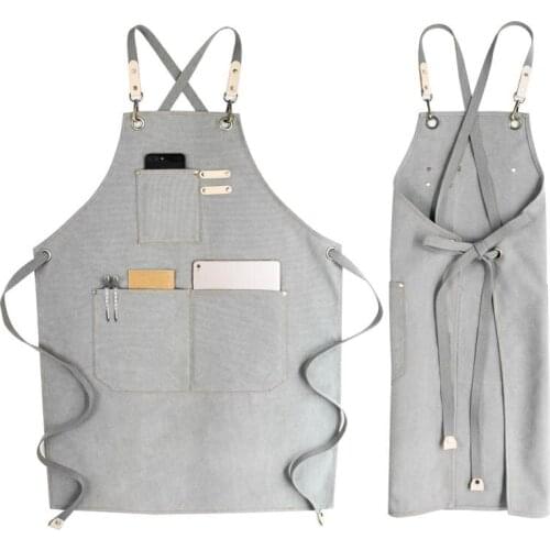 Apron Retro Denim Canvas Waist West Point Baking Florist Coffee Shop Workwear Shop Clothes