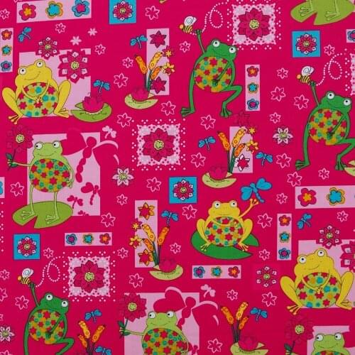 140cmx100cm Cotton Poplin Fabric - Cartoon - Frong and flower(381)