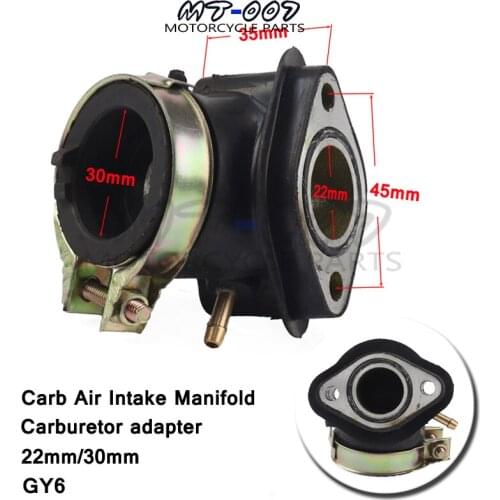 Carb 30mm/22mm Air Intake Manifold Pipe Inlet Carburetor adapter For Honda GY6 125 150cc Scooter