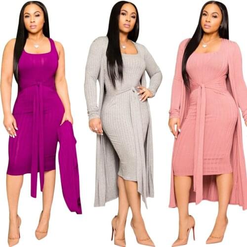 2 Piece Set African Dresses For Women Africa Clothing African Dress Dashiki Long Sleeve Cloak + Strap Dress Robe Africaine Femme
