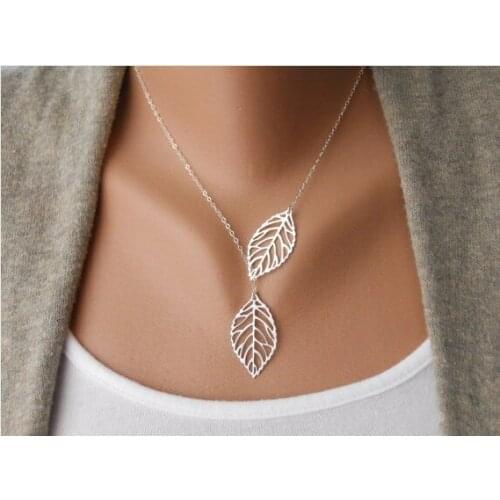 Hot Sell New Fashion Vintage Big Leaf Pendant Necklace Clavicle Chain For Women Gold/Silver Metal Necklace Wedding Party Jewelry