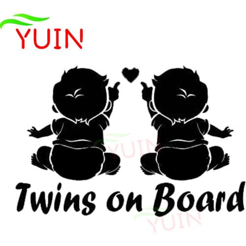 Twins On Board Super Lovable Car Sticker Window Cars Accessories PVC Fashion Door Bumper Decoration Waterproof Sunscreen Decal