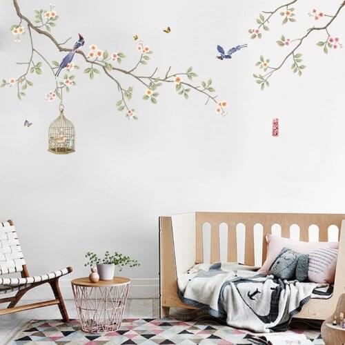 Butterfly Bird Wall Stickers Flower Self Adhesive Living Room TV Background Wall Decoration Office Home Decor Bedroom Wallpaper