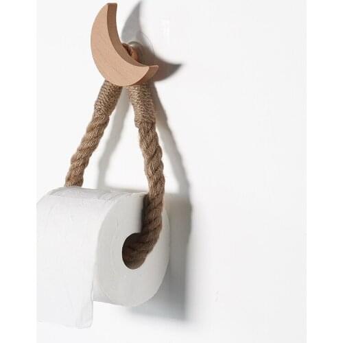 Wall-mounted wooden tissue holder bedroom living room toilet decoration hand-woven decorative paper holder toilet paper holder