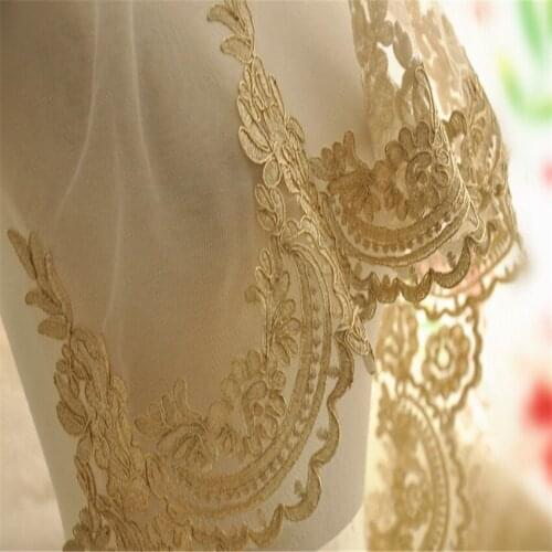 New luxury gold alencon lace trim vintage style embroidered gold trim lace 3 yards for diy decoration