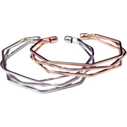 2021 New Rose Gold Metal Alloy Arrow Link Chain Twist Bangle New Three Layer Romantic Open Cuff Bangles/Bracelet Set For Women