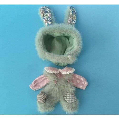 OB11 Baby Dress Set GSC BJD Jasmine Rabbit Ear Cap Shirt and Pullery Pants doll clothes