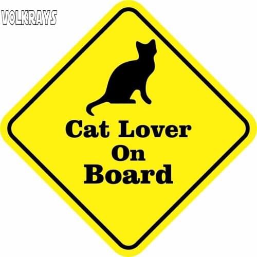 Volkrays Lovely Car Sticker The Black Cat Lover on Board Warning Mark Accessories Sunscreen PVC Decal for Opel Gti,10cm*10cm