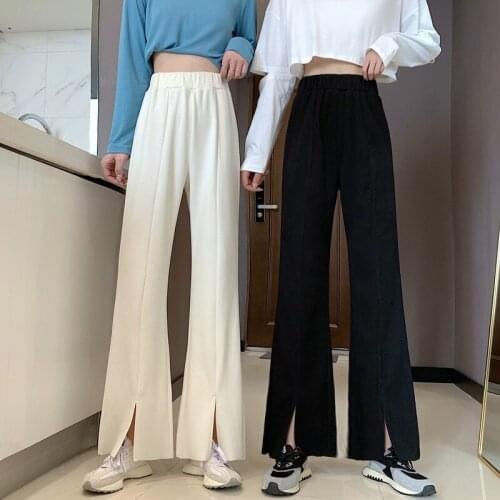 Early Spring 2021 New Korean Loose Drop Feeling Floor Dragging Wide Leg Pants Split Straight High Waist Casual Pants Womens