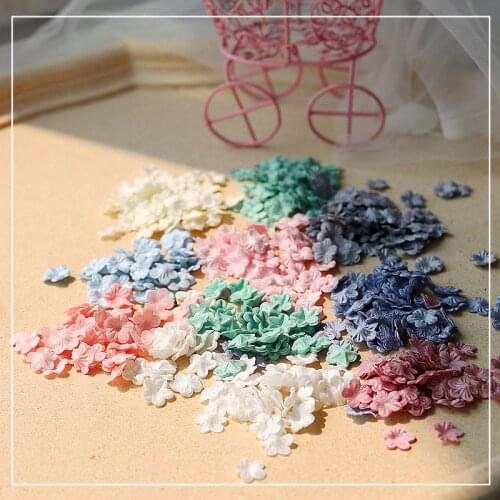 Multicolor exquisite satin 3D crumpled flower petals mini flower ribbon accessories