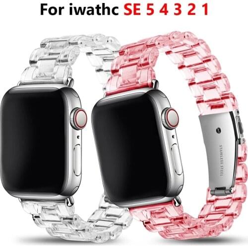 Transparent Watch Band for Apple Watch Series 6 SE 5 4 3 2 1 Resin Strap for iwatch Bracelet 38mm 40mm 42mm 44mm Wrist band