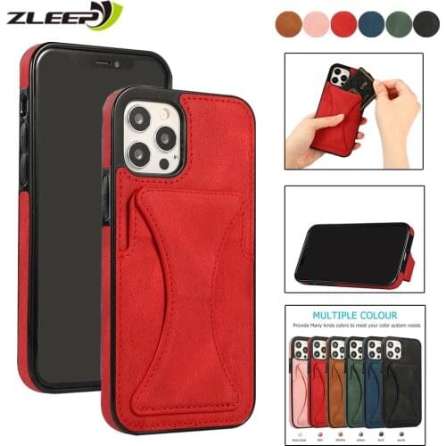 Luxury Leather Shockproof Cards SE 2020 Case For iPhone 12 Mini 11 Pro X XS Max XR 7 8 Plus Holder Stand Phone Bags Cover Coque
