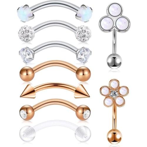 16G Earrings Piercing Daith Snug Eyebrow Rings Piercing Curved Barbell Anti Tragus Forward Helix Piercings for Women Men