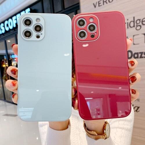 Tempered Glass Silicone Phone Case For iPhone 12 Mini 11 Pro Max 12Pro XS X XR 7 8 Plus SE 2020 iPhone12 Camera Protection Cover