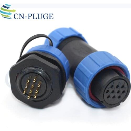 Waterproof 10 pin Wire Rear nut Connector SP21 Aviation Cable Connector Male Socket and Female Plug IP68