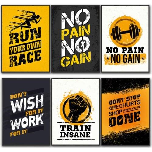 Gym Motivational Phrase Inspiring Words for Fitness Canvas Painting Don't Give Up Muscle Posters and Prints for Gym Decoration