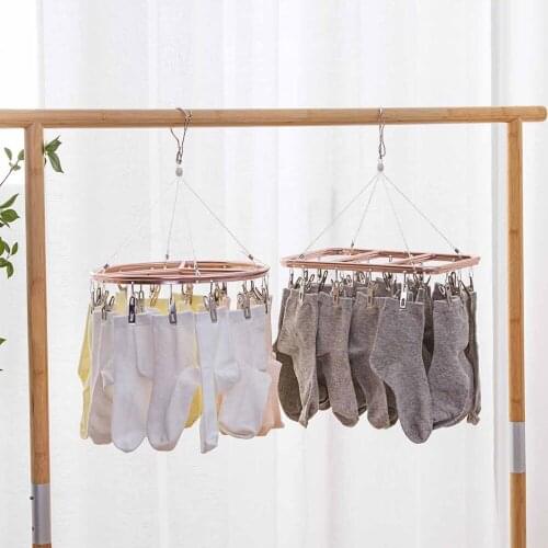 20 Clips Pegs Clothing Rack Laundry Clothes Hanger Drying Rack for Bra Socks Underware Clothespin Stainless Steel Clothes Rack