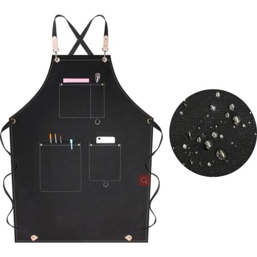 Waterproof canvas apron, western restaurant barbers work apron customized logo