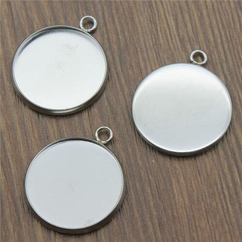 WYSIWYG 10pcs 8~25mm Stainless Steel Material Cabochon Base Setting Pendant Tray Blank Bezels Setting Base
