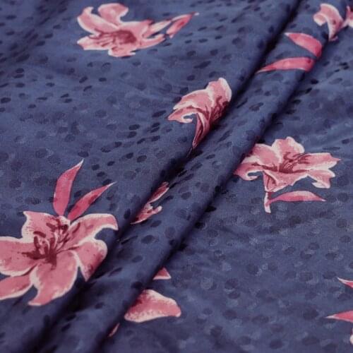 100cm*145cm Navy Jacquard Viscose Rayon Fabric Retro Cotton Material Soft