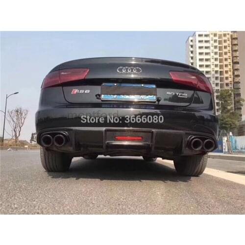 1Pcs For AUDI A6 A6L C7.5 S6 RS6 S-LINE 2015-2018Carbon Fiber Car Rear Diffuser Bumper Protector Guard Skid Plate With Led Light