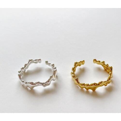 1pc Thin 18K Gold Authentic S925 Sterling Silver Irregular dysmorphism Ring Fine Jewelry TLJ1648