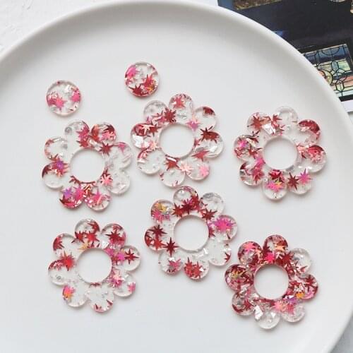 10 PCS 15mm 42mm Fashion Acrylic Flowers Pendant DIY Earrings Accessories For Jewelry Making