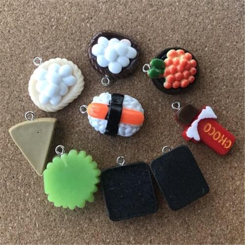10pcs Sushi Resin Flatback Cabochon Miniature Food Art Supply Decoration Jewelry Findings And Components For DIY Decoration