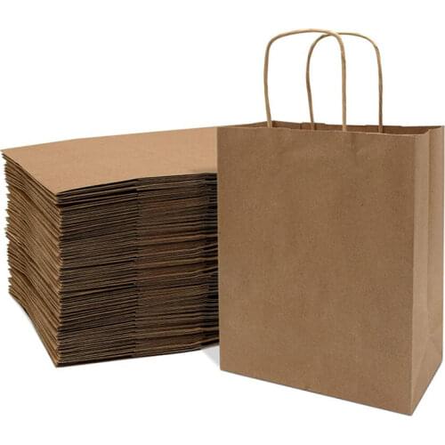30pcs Kraft Paper Bag Takeaway Milk Tea Packaging Bag Gift Packaging Bag Shopping Tote Bag Craft Bags Brown Gift Bags