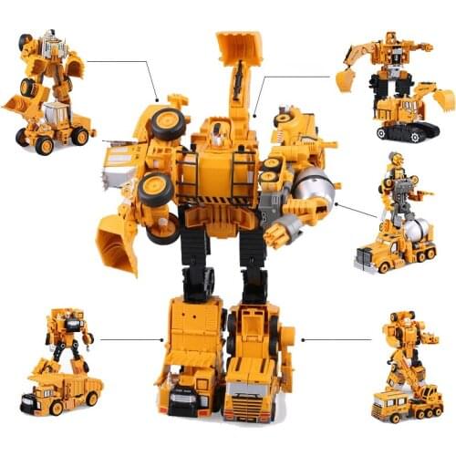 5 in 1 Transformation Robot Construction Vehicle Excavator Toys Diecast Metal Model Truck Crane Toy Vehicle Model Kids Boy Gifts