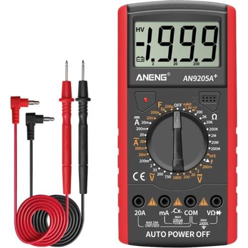 AN9205A+ LCD Digital Multimeter Voltmeter Ammeter Resistance Tester Anti-burn