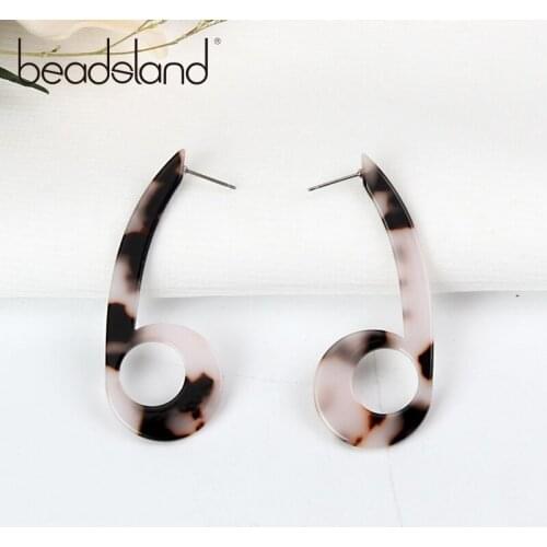 Beadsland Acetic Acrylic Hoop Earrings Hyperbole Fashion Irregular Digital Design Women Girls Dancing Party Christmas Gift 38781