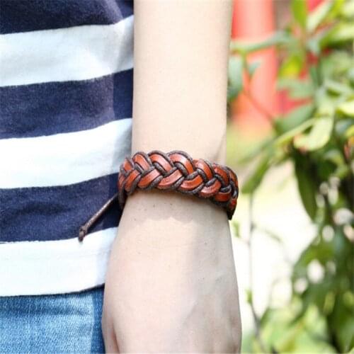 CIBOCIBO Vintage Bracelet Men Leather Braided Rope Wristband Mens Bracelet 2021 Simple Retro Armband Friendship Pulsera Hombre