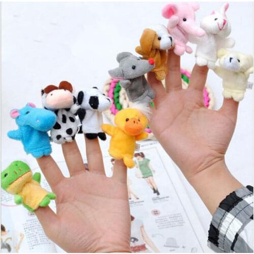 Citgeett Cartoon Family Finger Puppets Cloth Doll Baby Educational Hand Cartoon Animal Toy Sets