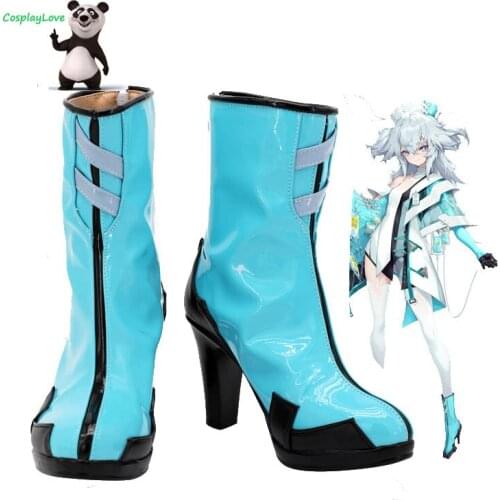 CosplayLove Girls Frontline PA15 Blue Shoes Cosplay Long Boots Leather Custom Hand Made For Halloween Christmas
